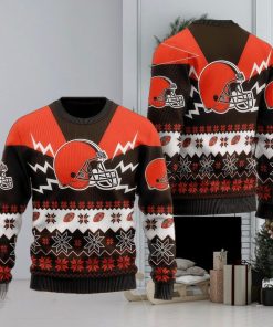 NFL Cleveland Browns Christmas 3D Candle Ugly Sweater