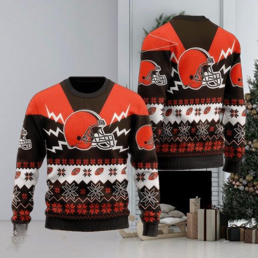 NFL Cleveland Browns Christmas 3D Candle Ugly Sweater