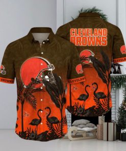 NFL Cleveland Browns Hawaii Shirt Flamingo And Flower Funny Aloha Shirt
