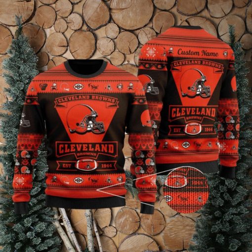 NFL Cleveland Browns Logo New Style Personalized Knitted 3D Sweater