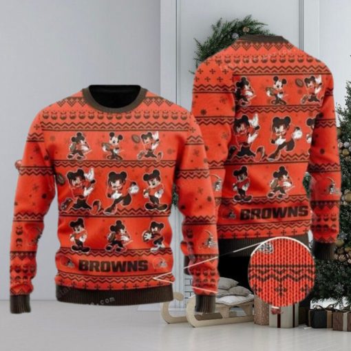 NFL Cleveland Browns Mickey Mouse Christmas Ugly Sweater