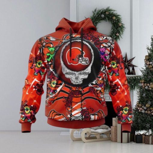 NFL Cleveland Browns Mix Grateful Dead, Personalized Name & Number Specialized Concepts Kits 3D Hoodie