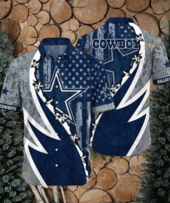 NFL Cowboys Hawaiian Shirt, American Flag Aloha Shirt For Fans
