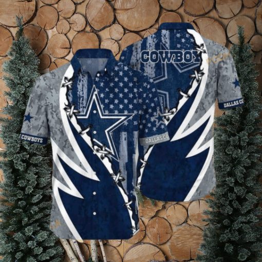 NFL Cowboys Hawaiian Shirt, American Flag Aloha Shirt For Fans