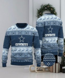 NFL Dallas Cowboys Christmas AOP Skiing Knitted Sweater For Fans