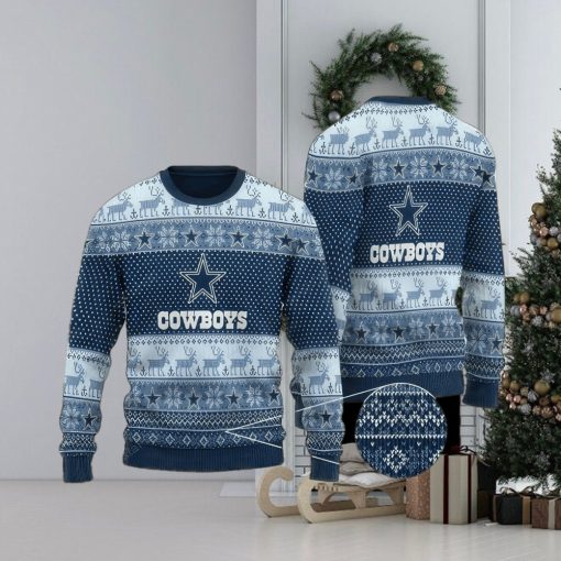 NFL Dallas Cowboys Christmas AOP Skiing Knitted Sweater For Fans