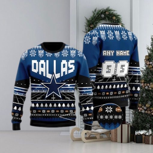 NFL Dallas Cowboys Custom Name And Number Christmas Gift For Fans Ugly Christmas Sweater