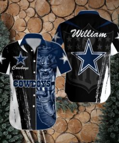 NFL Dallas Cowboys Custom Name Special Half Tone Mascot Hawaiian Shirt