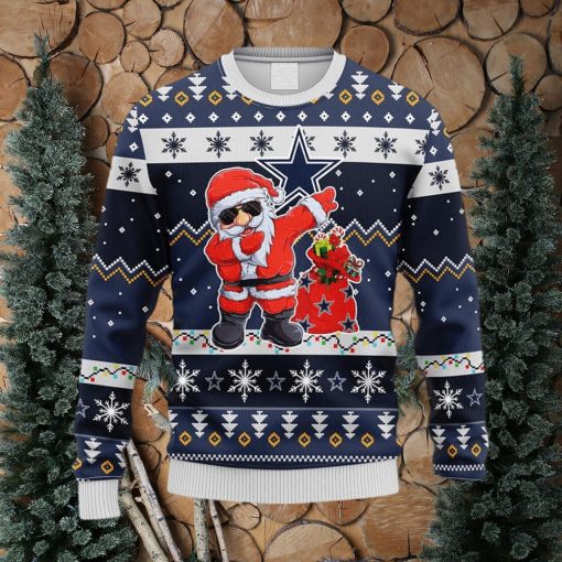 NFL Dallas Cowboys Dabbing Santa Claus Christmas Ugly 3D Sweater For Men And Women Gift Ugly Christmas