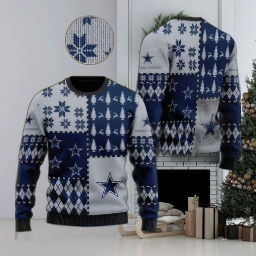 NFL Dallas Cowboys Snow Flower Tree Ugly Xmas Sweater