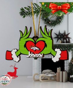 NFL Denver Broncos And Grinch Xmas Ornament Custom Your Name 2023 Christmas Tree Decorations