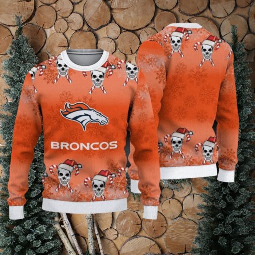 NFL Denver Broncos Christmas Skull Sport Christmas Ugly Sweater 3D