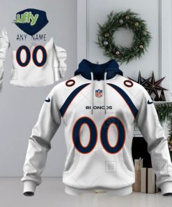 NFL Denver Broncos Custom Name Number White Road Jersey Pullover Hoodie