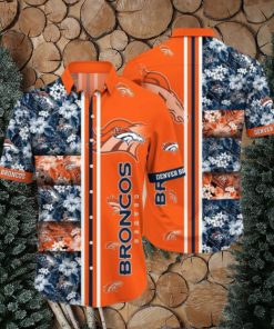NFL Denver Broncos Tropical Flowers Orange Hawaiian Shirt