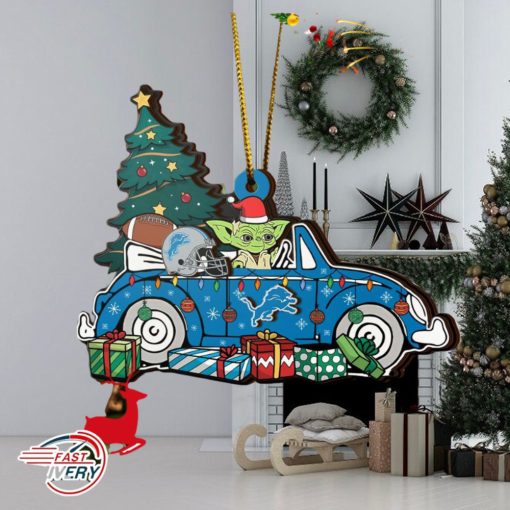 NFL Detroit Lions And Baby Yoda Christmas Ornament 2023 Christmas Tree Decorations