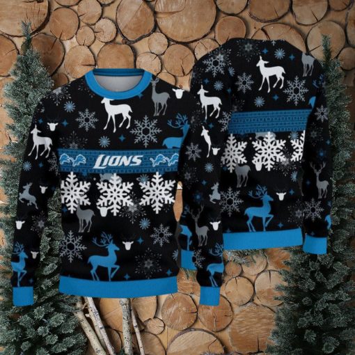 NFL Detroit Lions Christmas Pattern V2 Sport Christmas Ugly Sweater 3D