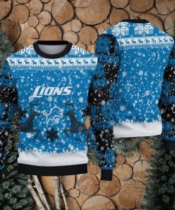 NFL Detroit Lions Christmas Reindeer V2 Sport Christmas Ugly Sweater 3D