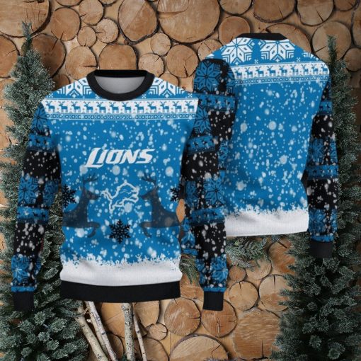 NFL Detroit Lions Christmas Reindeer V2 Sport Christmas Ugly Sweater 3D