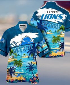 NFL Detroit Lions Custom Name Coconut Beach Hawaiian Shirt