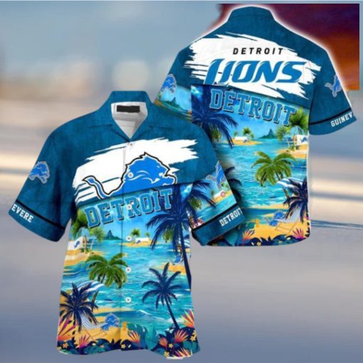NFL Detroit Lions Custom Name Coconut Beach Hawaiian Shirt