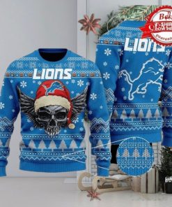 NFL Detroit Lions Golden Skull Christmas Ugly Sweater