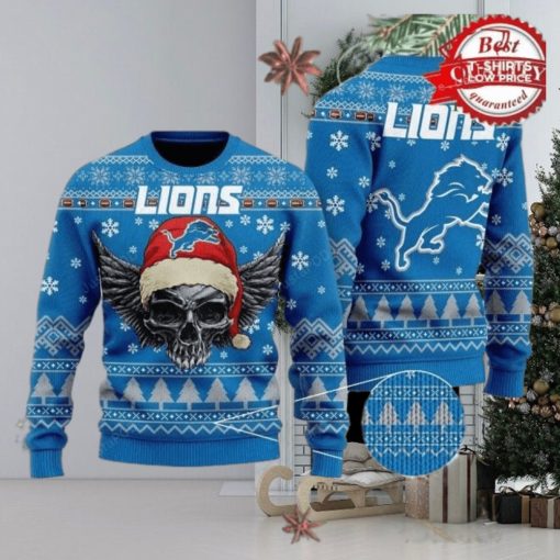 NFL Detroit Lions Golden Skull Christmas Ugly Sweater