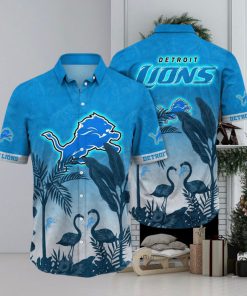 NFL Detroit Lions Hawaii Shirt Flamingo And Flower Funny Aloha Shirt