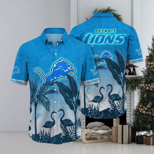 NFL Detroit Lions Hawaii Shirt Flamingo And Flower Funny Aloha Shirt