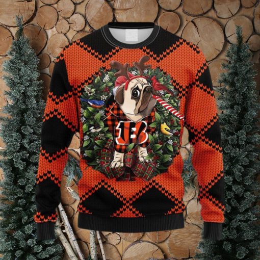 NFL Fans Cincinnati Bengals Pub Dog Christmas Ugly Sweater For Men Women