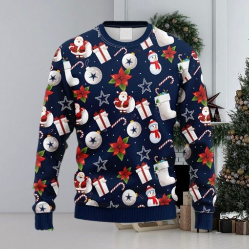 NFL Fans Dallas Cowboys Santa Claus Snowman Christmas Ugly Sweater For Men Women