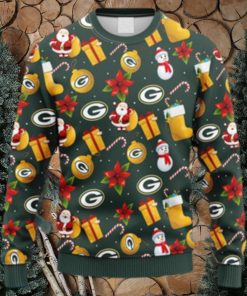 NFL Fans Green Bay Packers Santa Claus Snowman Christmas Ugly Sweater For Men Women