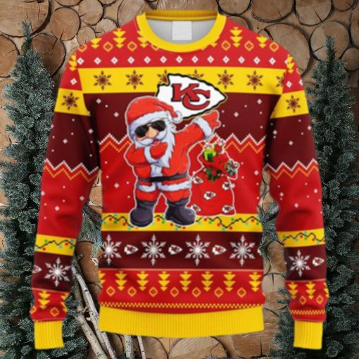 NFL Fans Kansas City Chiefs Dabbing Santa Claus Christmas Ugly Sweater For Men Women