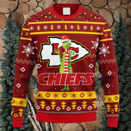 NFL Fans Kansas City Chiefs Funny Grinch Christmas Ugly Sweater For Men Women