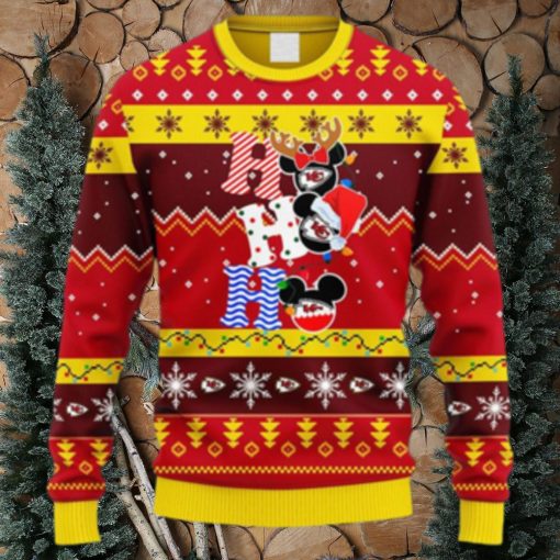 NFL Fans Kansas City Chiefs HoHoHo Mickey Christmas Ugly Sweater For Men Women