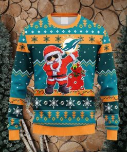 NFL Fans Miami Dolphins Dabbing Santa Claus Christmas Ugly Sweater For Men Women