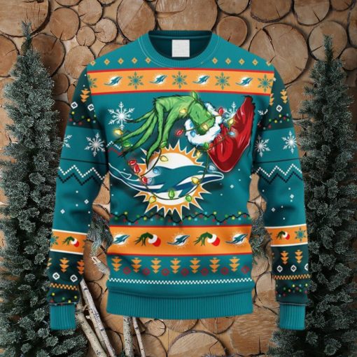 NFL Fans Miami Dolphins Grinch Christmas Ugly Sweater For Men Women