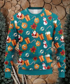 NFL Fans Miami Dolphins Santa Claus Snowman Christmas Ugly Sweater For Men Women