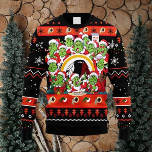 NFL Fans Washington Redskins 12 Grinch Xmas Day Christmas Ugly Sweater For Men Women