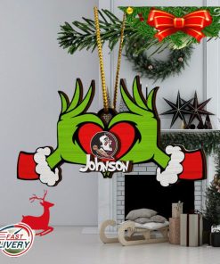 NFL Florida State Seminoles And Grinch Xmas Ornament Custom Your Name 2023 Christmas Tree Decorations