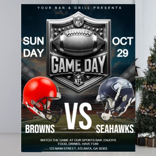 NFL GAME DAY FLYER browns vs seahawks Poster