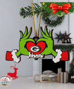 NFL Green Bay Packers And Grinch Xmas Ornament Custom Your Name 2023 Christmas Tree Decorations