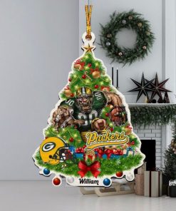 NFL Green Bay Packers Custom Name Mascot Christmas 2023 Tree Shaped Ornament