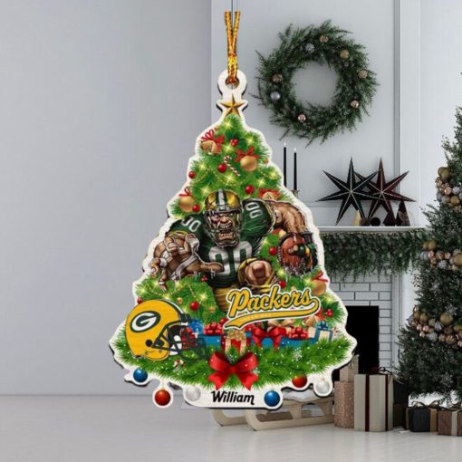 NFL Green Bay Packers Custom Name Mascot Christmas 2023 Tree Shaped Ornament