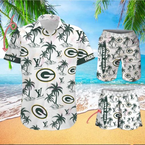 NFL Green Bay Packers Louis Vuitton Logo Pattern Hawaiian Shirt & Shorts