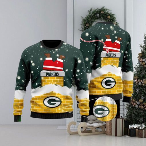 NFL Green Bay Packers Santa Down The Chimney Ugly Christmas Sweater 3D Printed Men And Women Holiday Gift