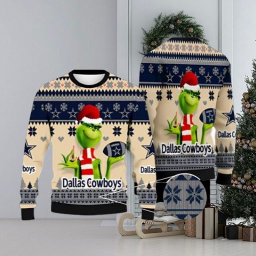 NFL Grinch Dallas Cowboys Ugly Christmas Sweater Xmas 3D Printed Christmas Sweater Gift