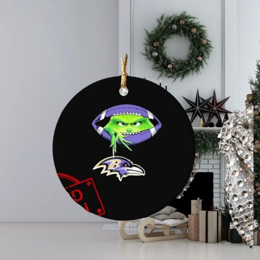 NFL Grinch Hold Baltimore Ravens Football Ornament Custom Name