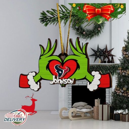 NFL Houston Texans And Grinch Xmas Ornament Custom Your Name 2023 Christmas Tree Decorations