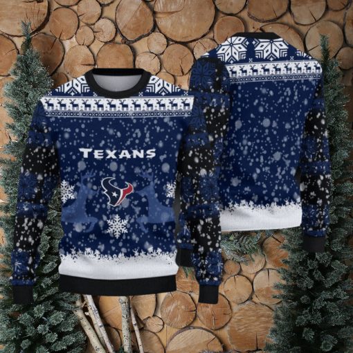 NFL Houston Texans Christmas Reindeer V2 Sport Christmas Ugly Sweater 3D