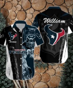 NFL Houston Texans Custom Name Special Half Tone Mascot Hawaiian Shirt
